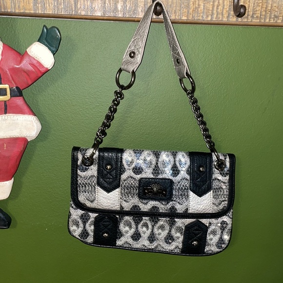 Christian Audigier Handbags - Christian Audigier Leather Sequin Clutch/Shoulder Bag. Authentic EUC